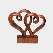 wood sculpture two abstract hearts-a