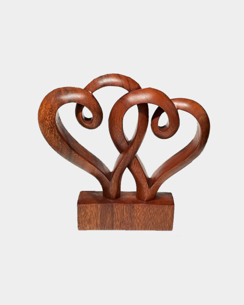Unique Wood Sculpture of Two Abstract Hearts: Eternal Magic of Romance